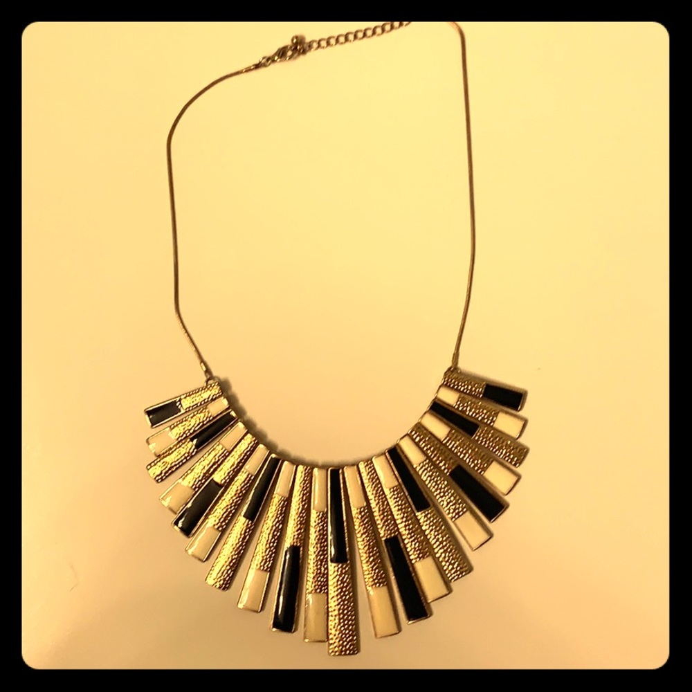 Gold, black and white statement necklace
